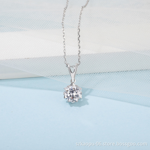 Popular Luxury  925 Sterling Silver Moissanite Pendant Women Engagement Six Prongs Large Diamond Wedding Party Necklace